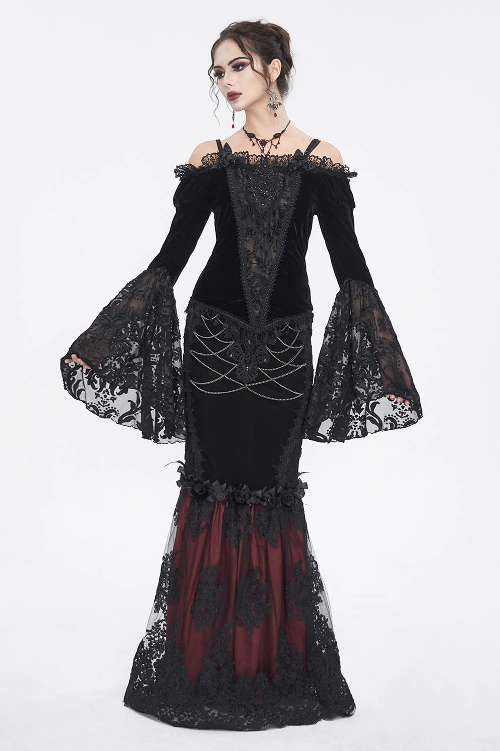 Edwardian Flared Sleeve Velvet Top - Image 5