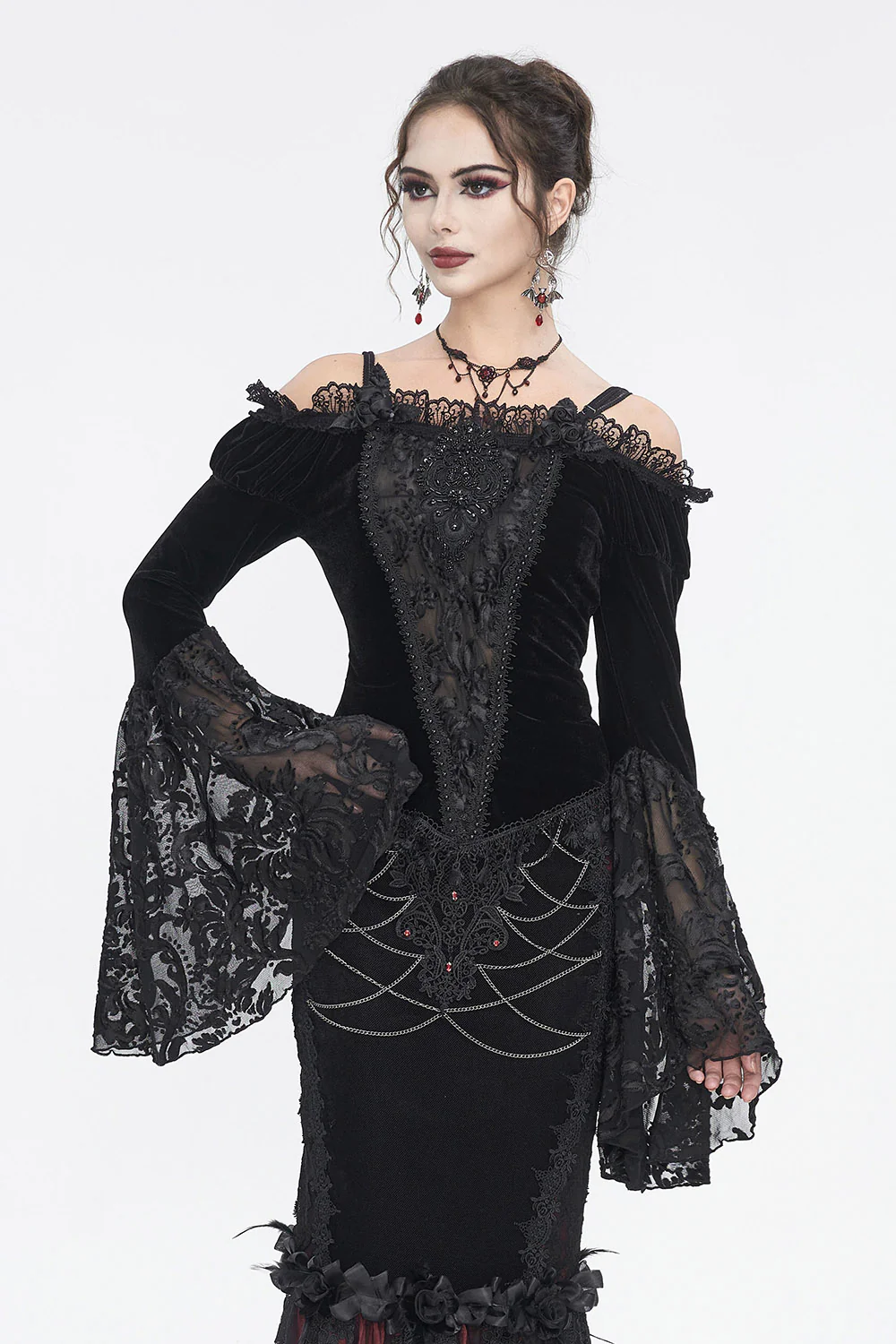 Edwardian Flared Sleeve Velvet Top - Image 7
