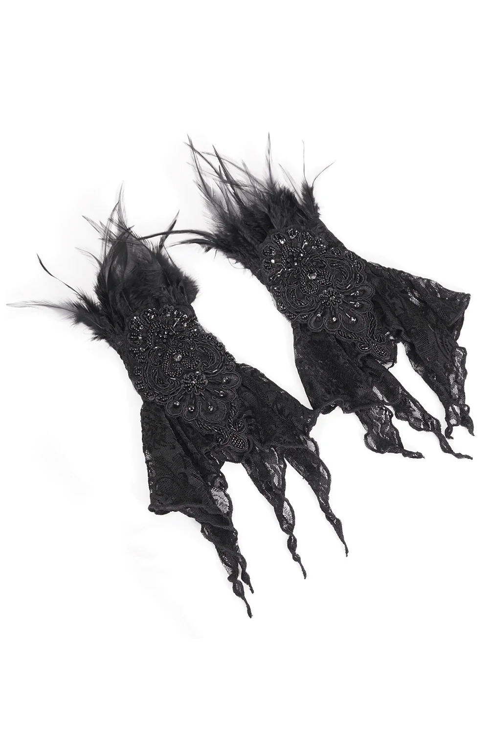 Raven Feather Gothic Gloves - Image 6