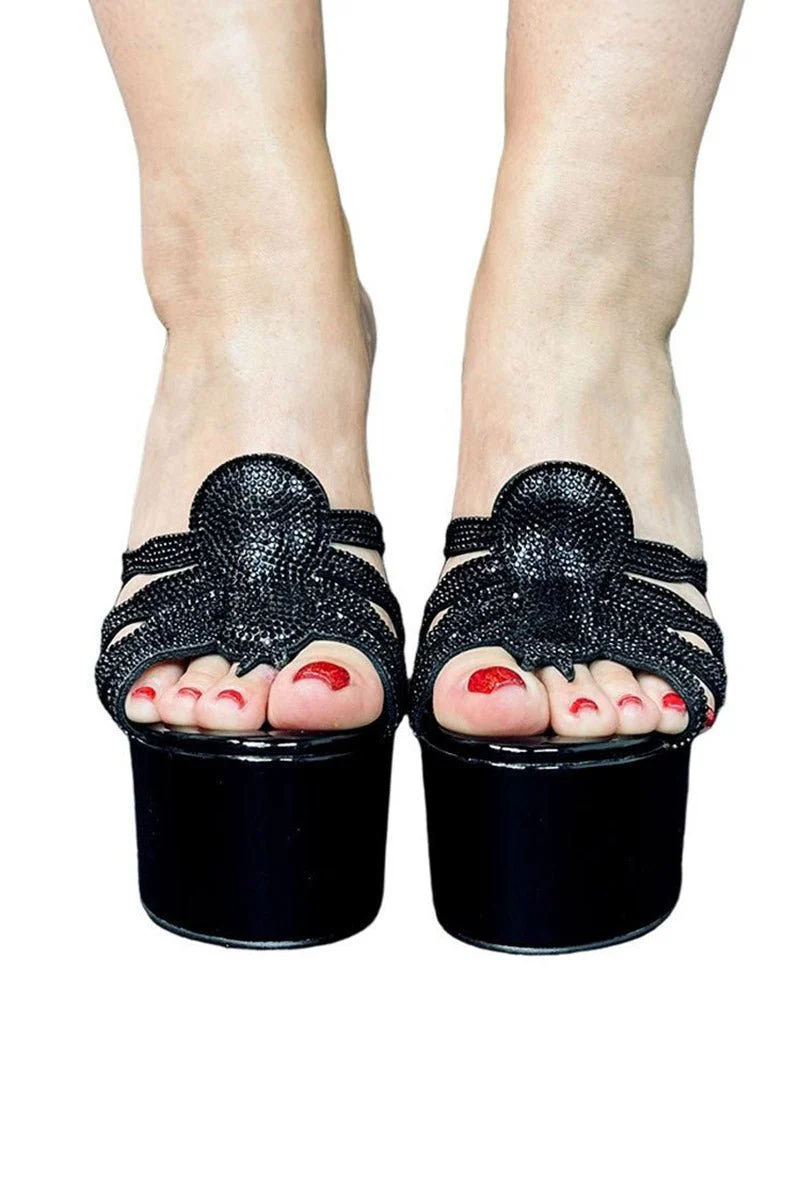 Elvira Spider Pump Platform Heels [Black Patent] - Image 4