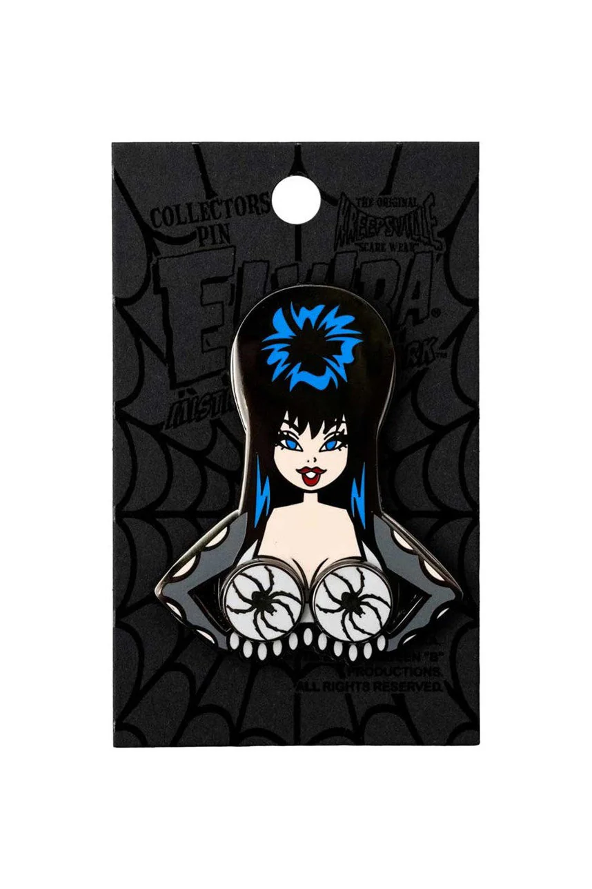 Elvira Spinning Spiders Enamel Pin - Image 2