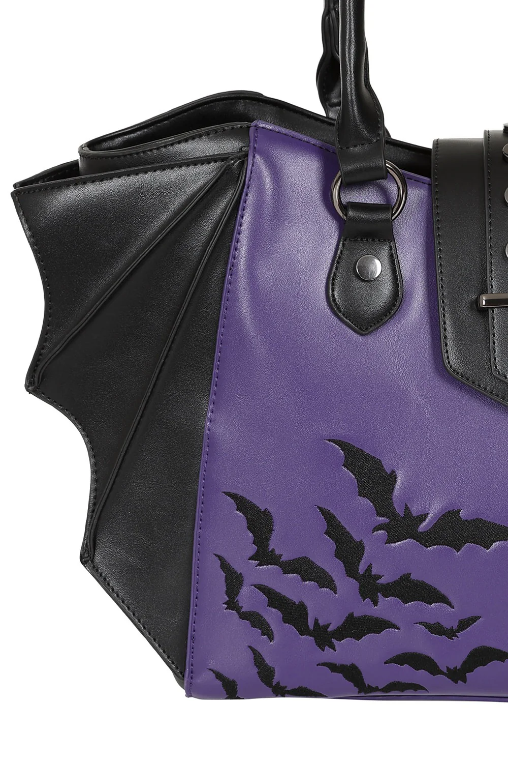 Embroidered Bats Handbag [Purple/Black] - Image 2