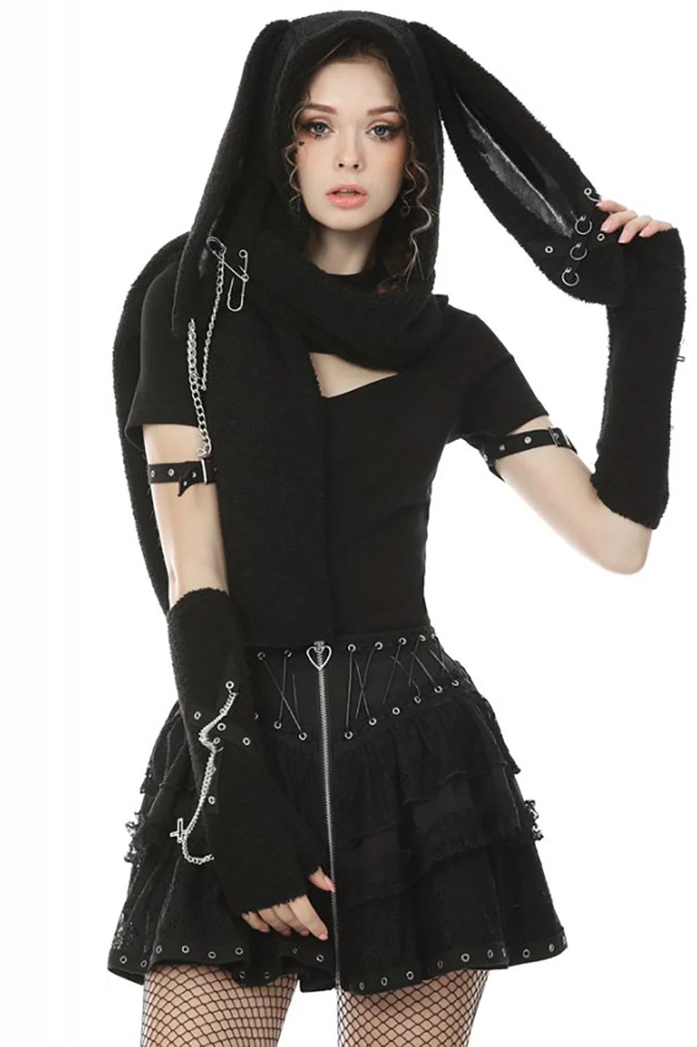 Emo Bunny Hooded Scarf - Image 3