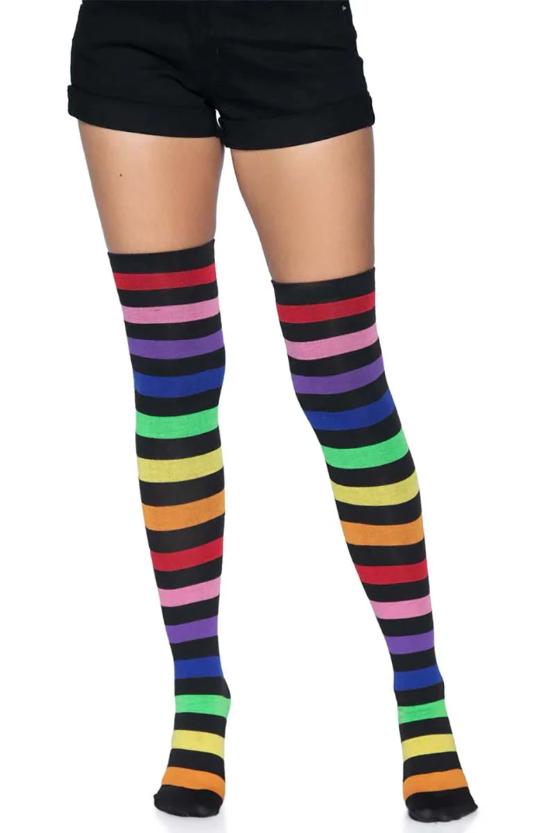Emo Rainbow Thigh High Socks - Image 3