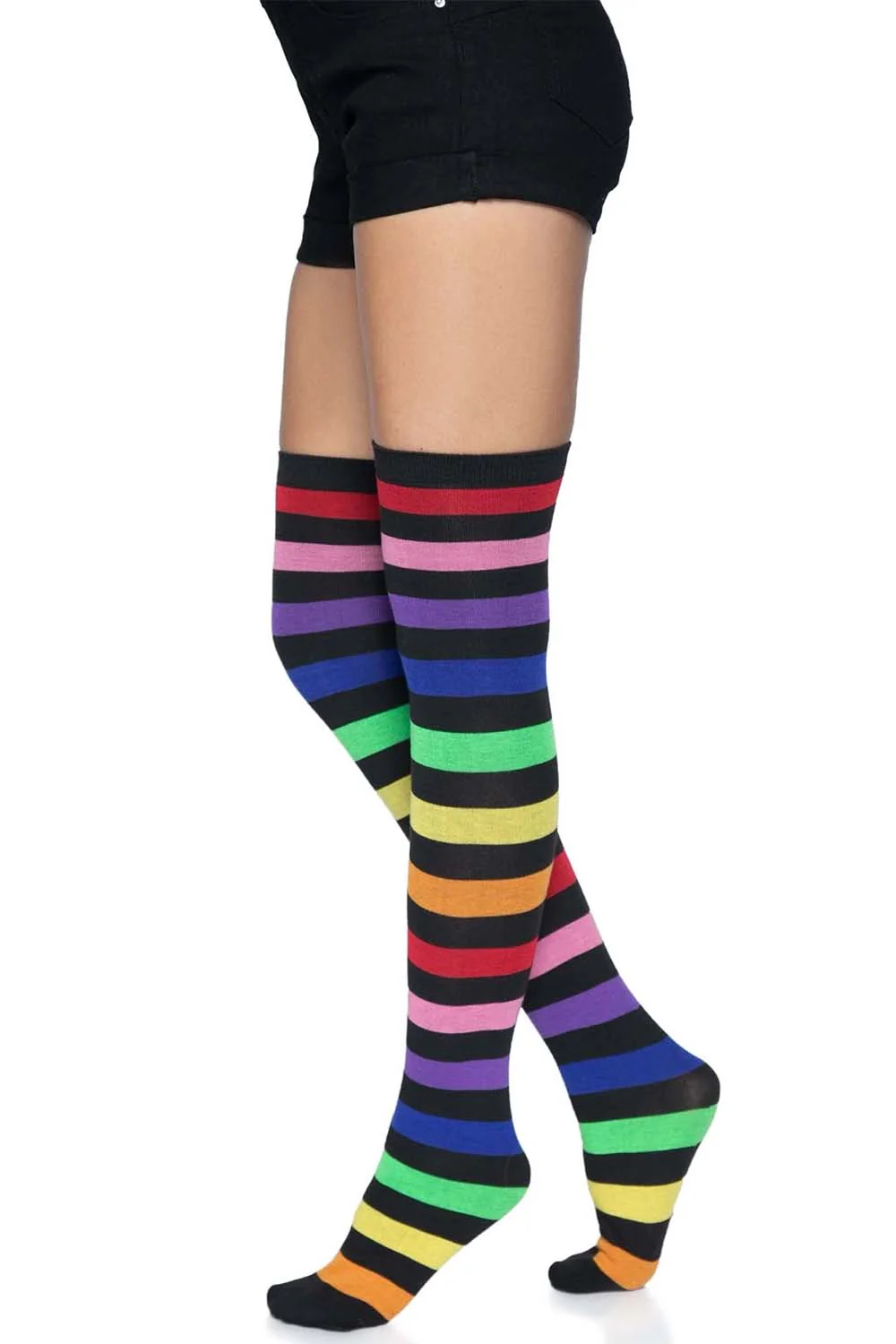 Emo Rainbow Thigh High Socks - Image 4