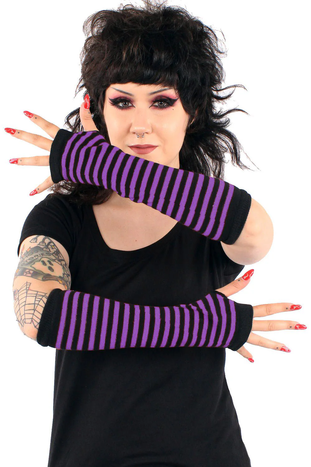 Emo Striped Arm Warmers [Multiple Colors Available] - Image 3
