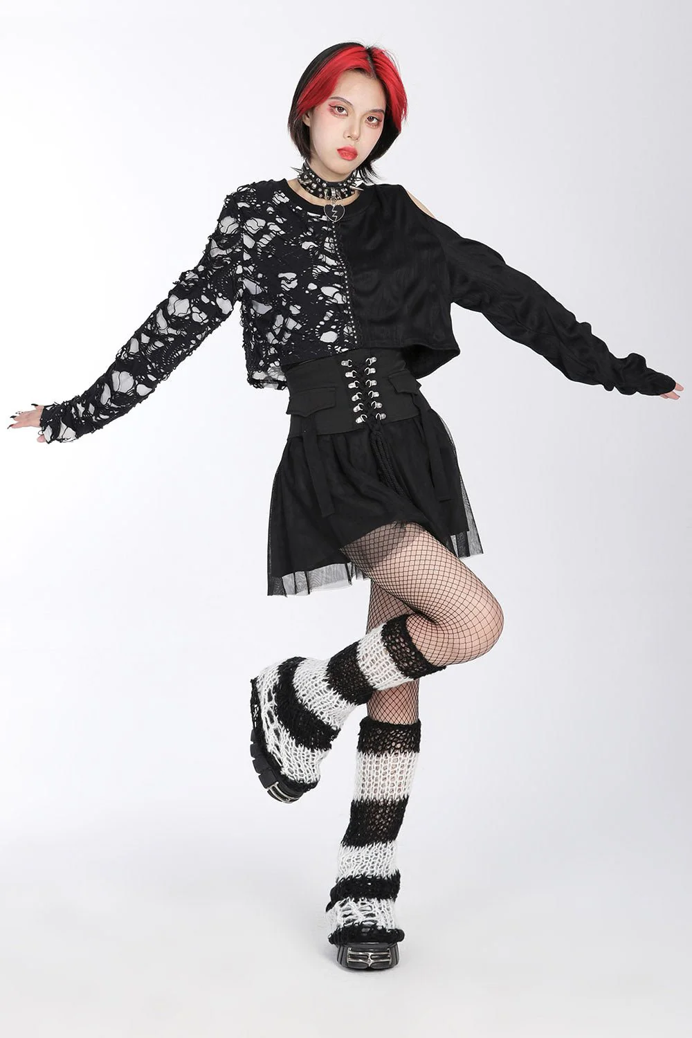 Emocore Leg Warmers [BLACK/WHITE] - Image 4