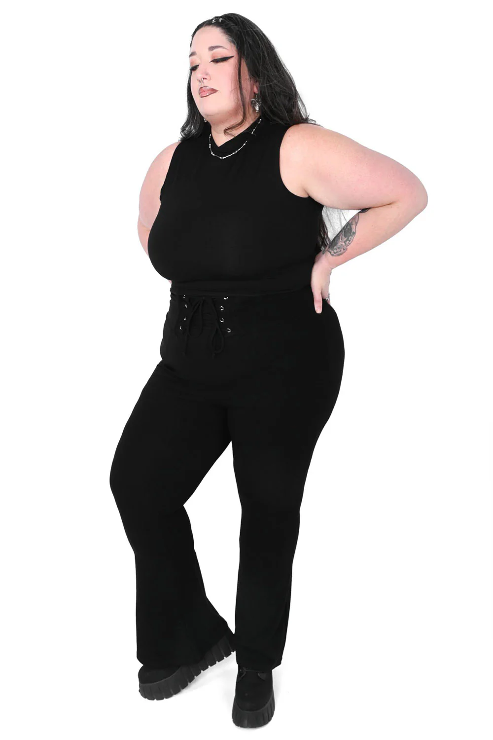 Flared Lace Up Leggings - Image 5