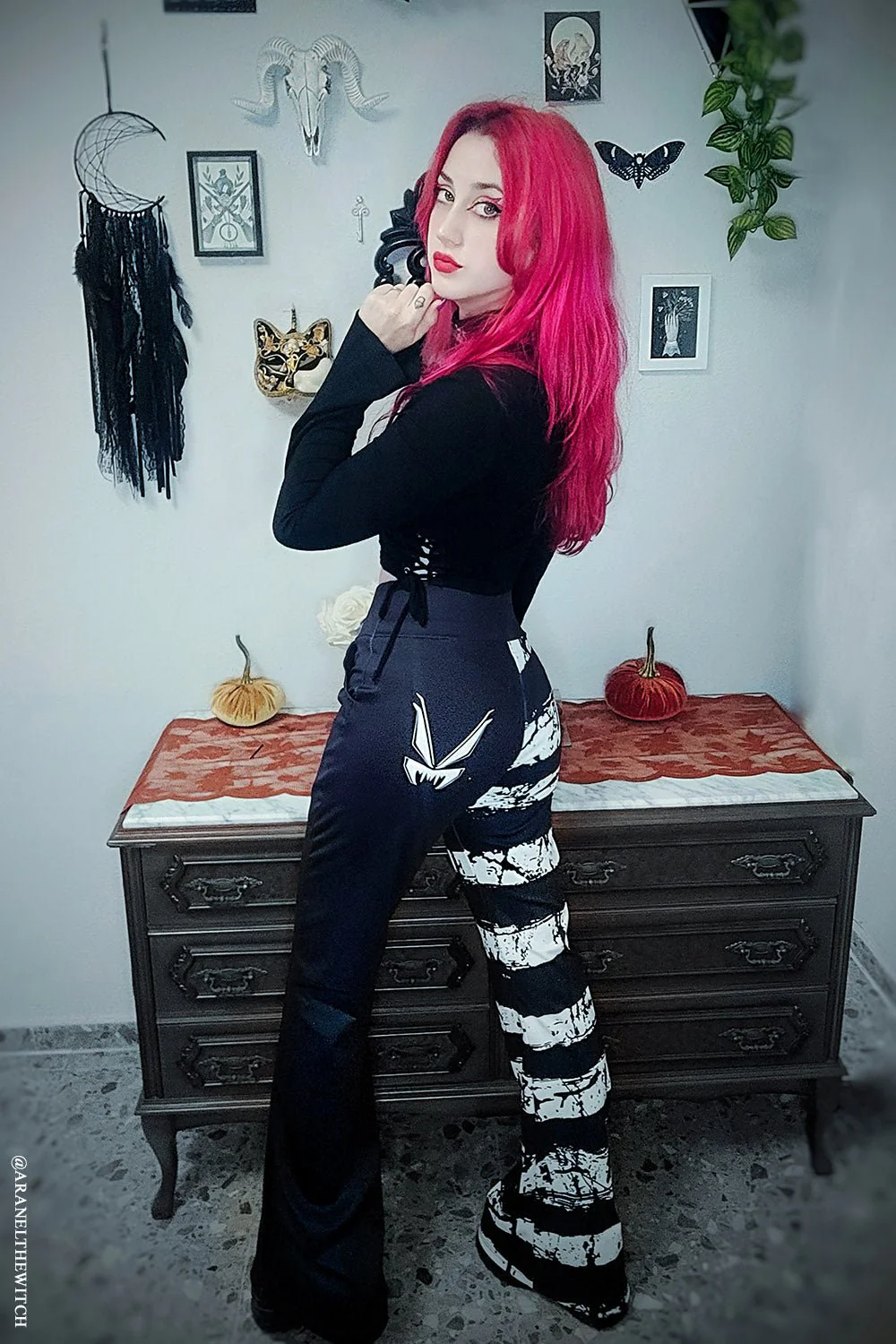 Ghost White Striped Split Flares [Black/White] - Image 3