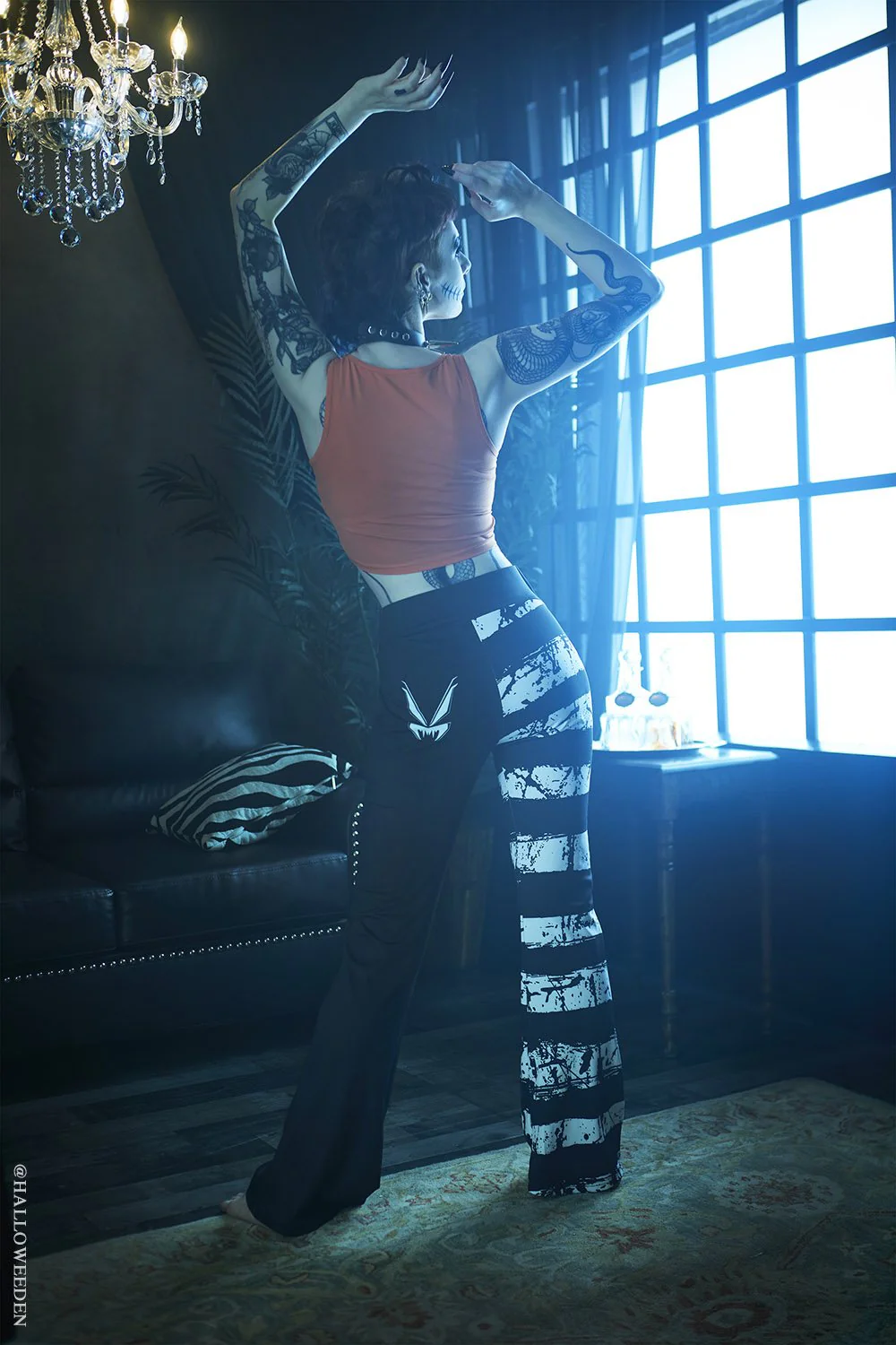 Ghost White Striped Split Flares [Black/White] - Image 8