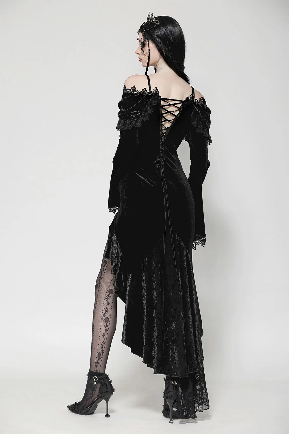Gloomstone Leg Slit Lace-Up Dress - Image 2