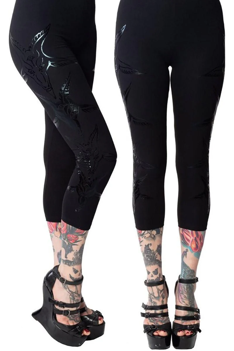 Goathead Black Foil Capri Leggings - Image 4