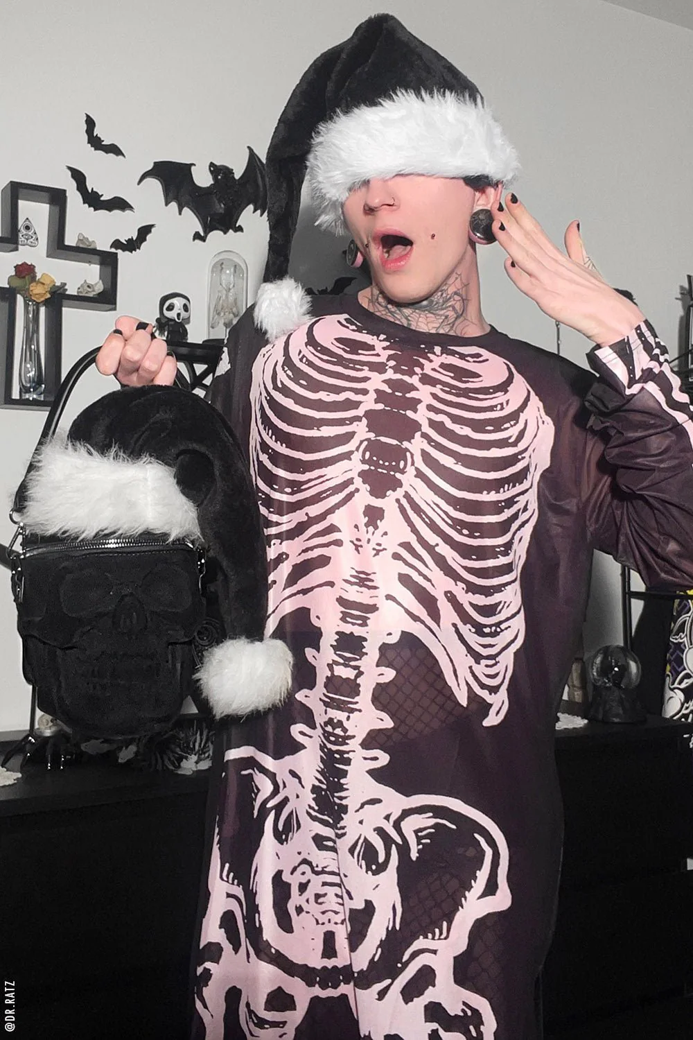 Goth Black Santa Hat - Image 3