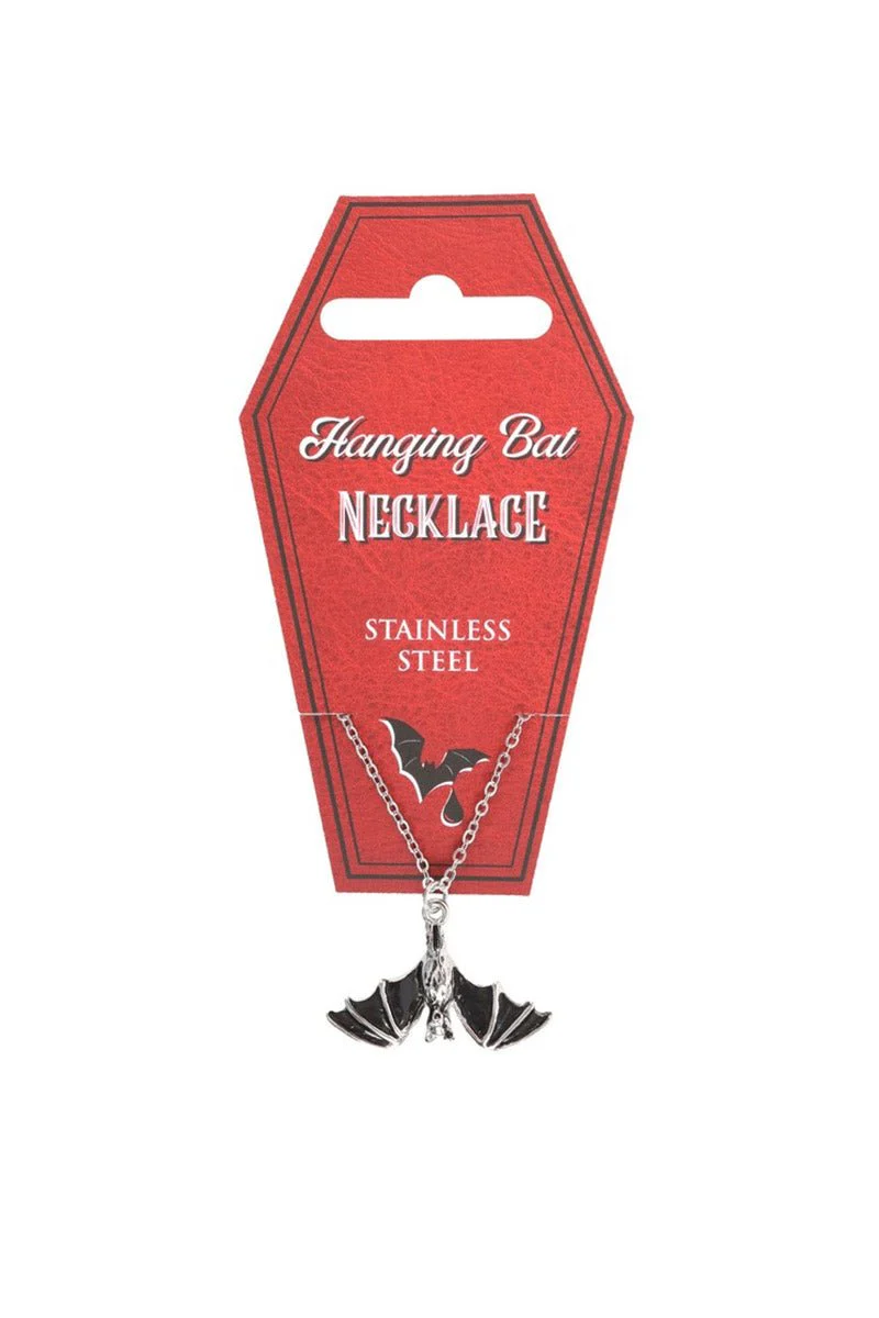 Gothic Hanging Bat Pendant Necklace - Image 2