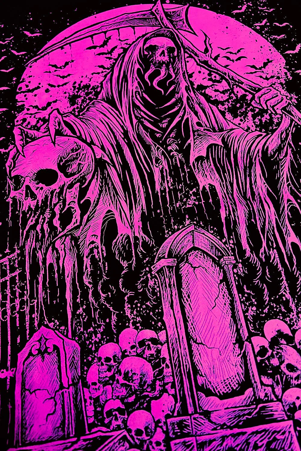 Graveyard Grim Reaper Hoodie [PINK] - Image 6