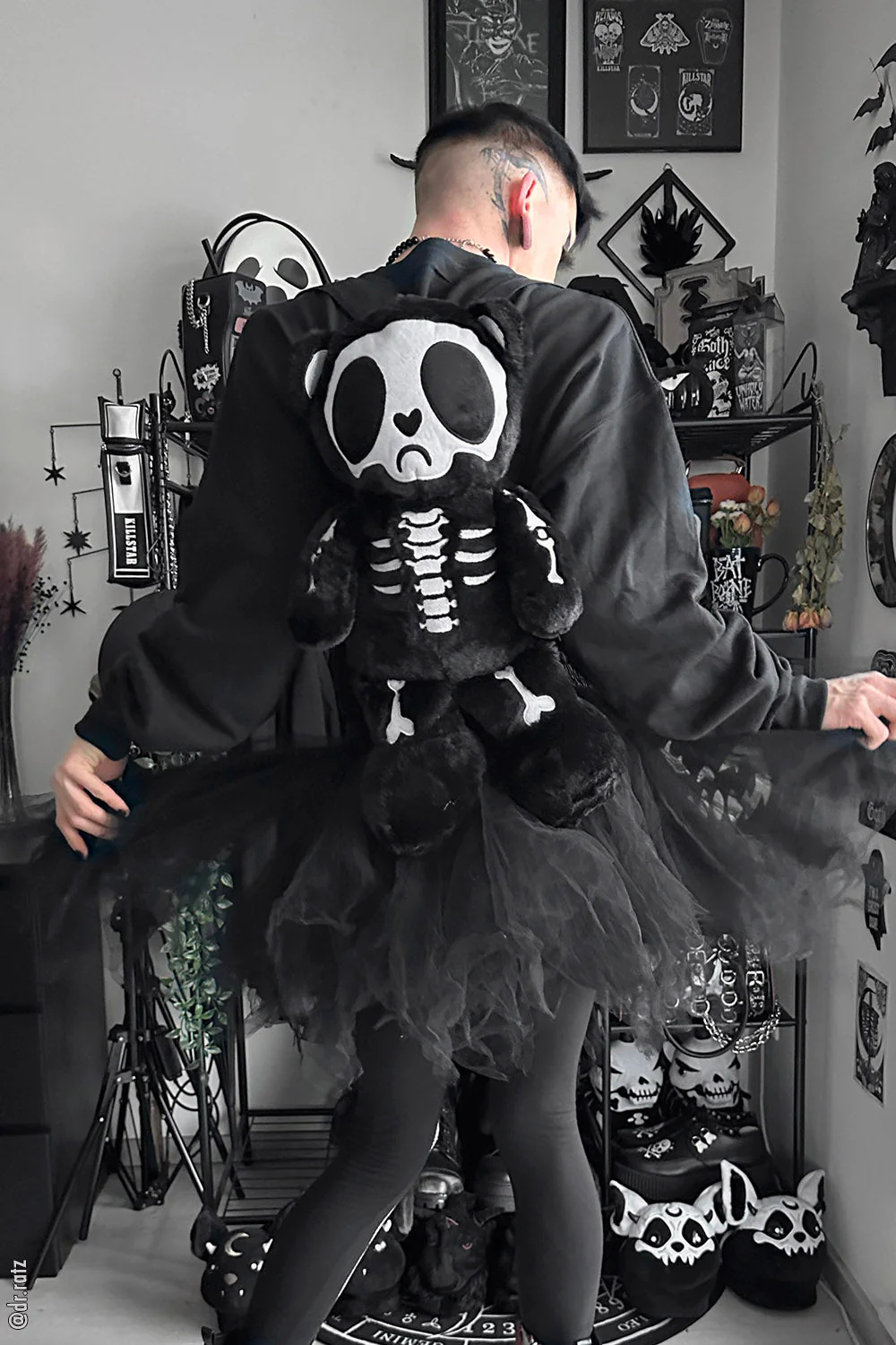 Grumpy Bones Bear Plush Backpack - Image 4