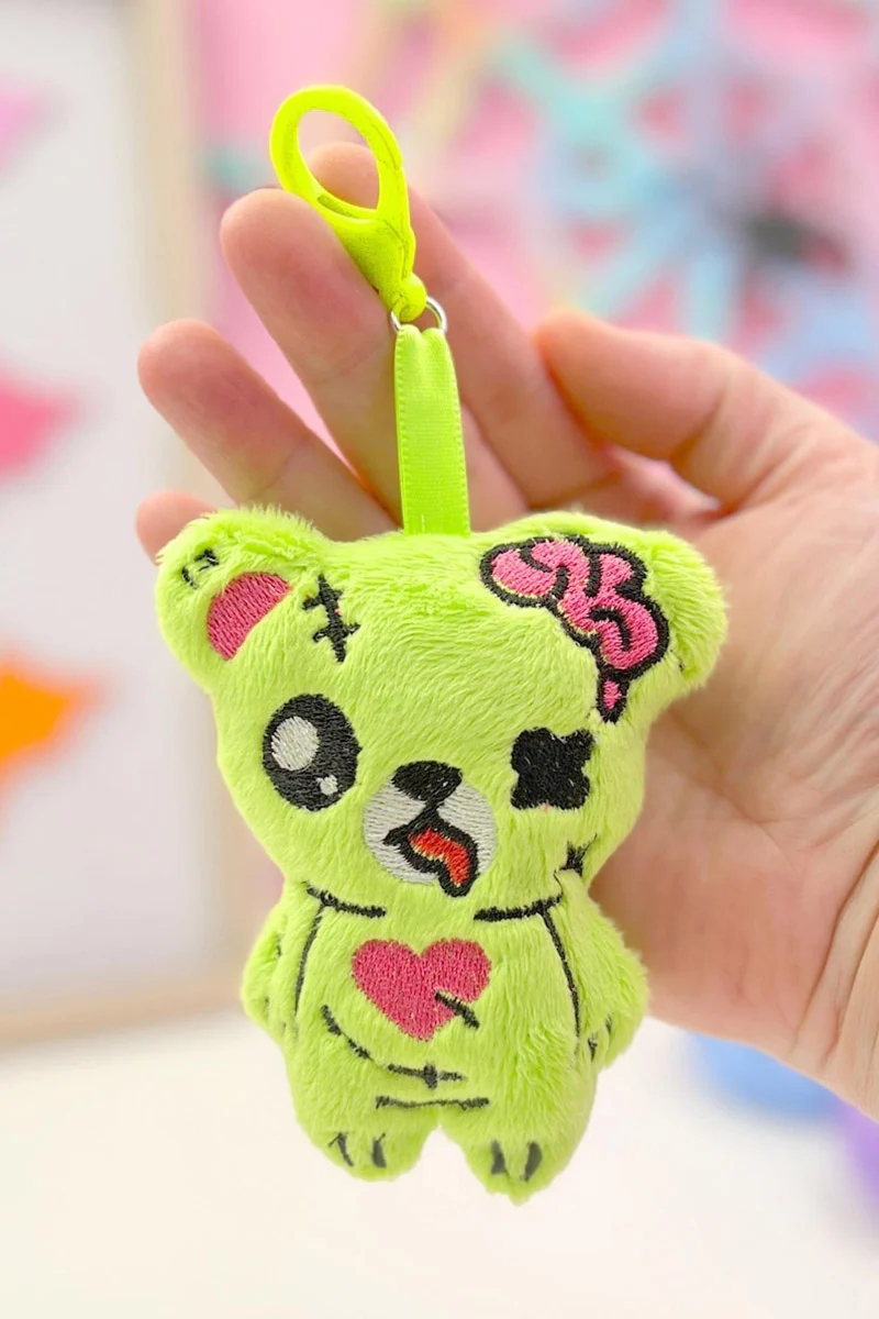 Creepy Cute Gurokawa Plush Zombie Bear Bag Charm Keychain [Green] - Image 2
