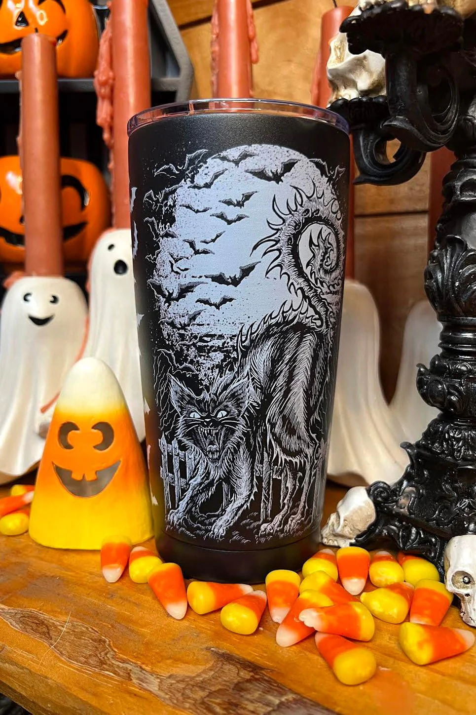 Halloween Cat 20 oz Travel Mug - Image 4