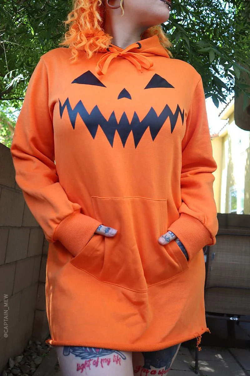 Haunted Hollows Oversized Hoodie Dress [ORANGE] - Image 9