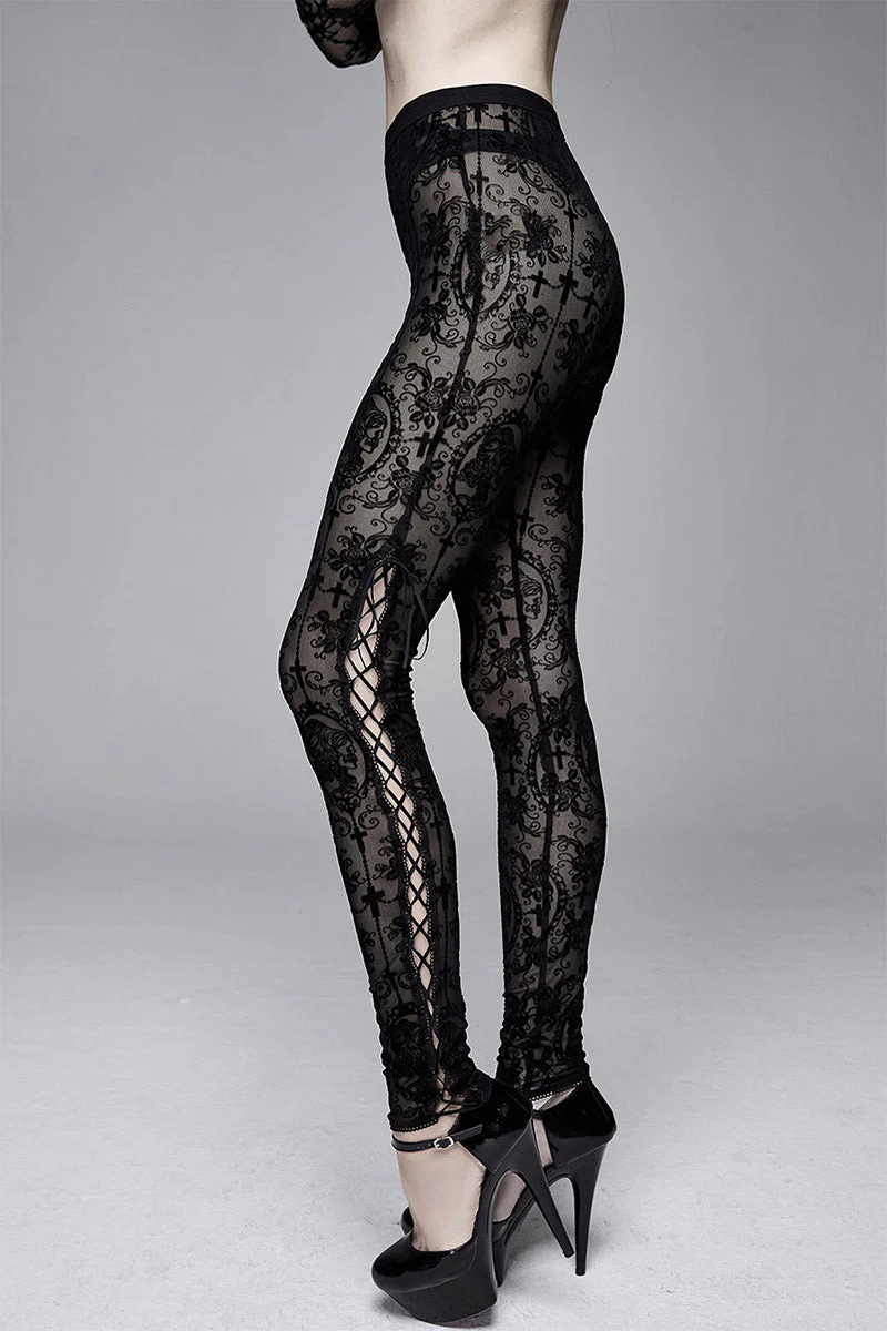 Haunted Mansion Hatchaway Lace Leggings - Image 3