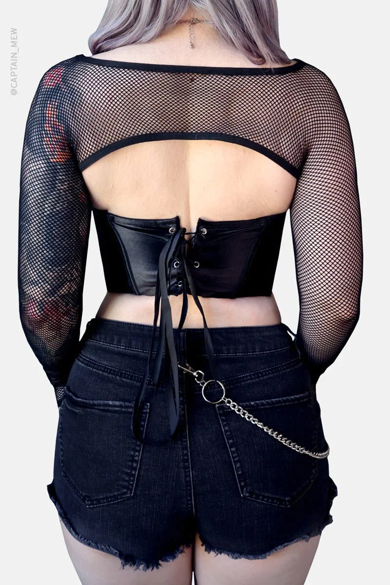 Helena Fishnet Super Crop Top - Image 3