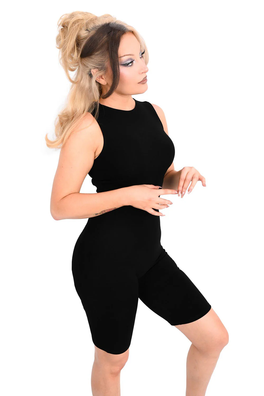 High Neck Biker Short Romper - Image 2