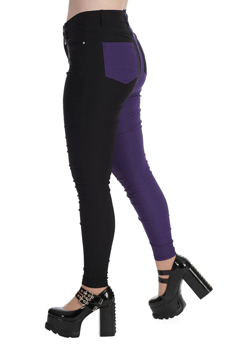 High Waisted Skinny Jeans [PURPLE/BLACK] - Image 3