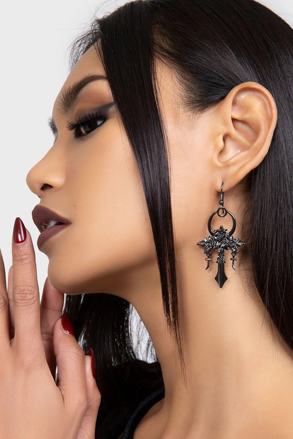 Mourning Ankh Earrings [Gunmetal] - Image 4