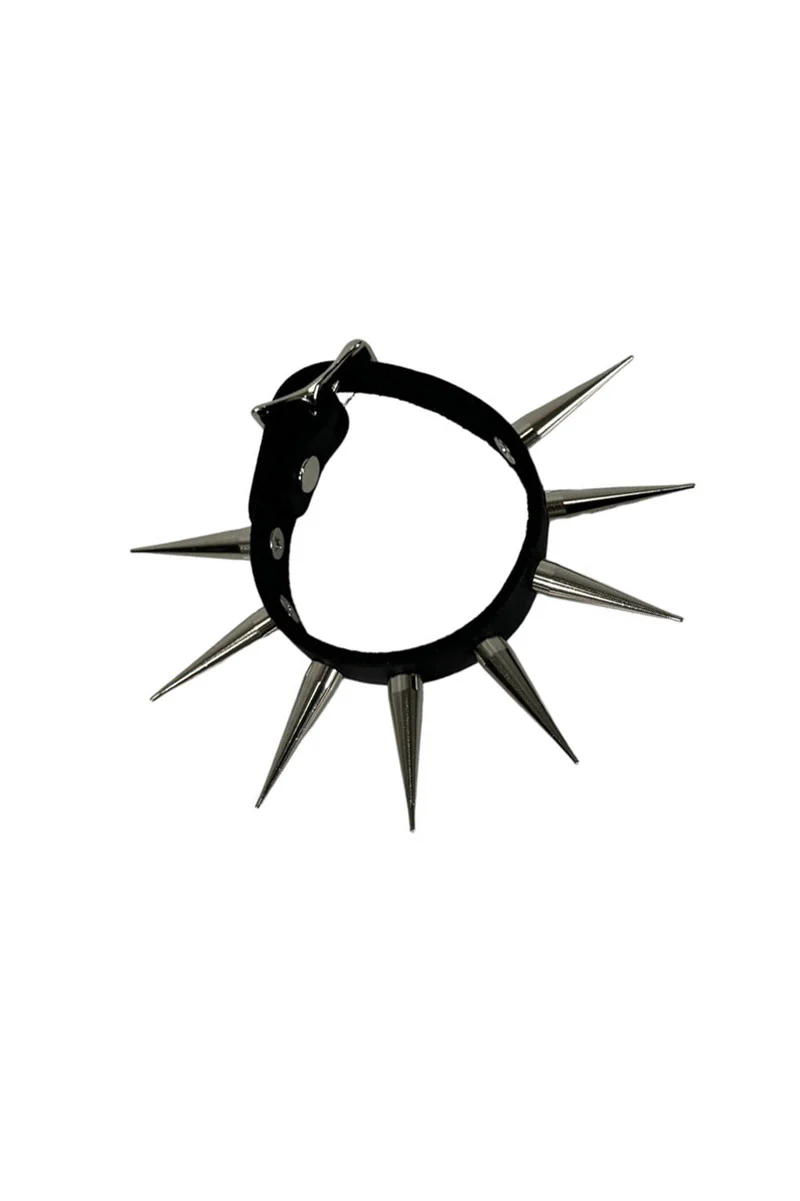 Lacerate Long Spike Leather Buckle Bracelet - Image 4