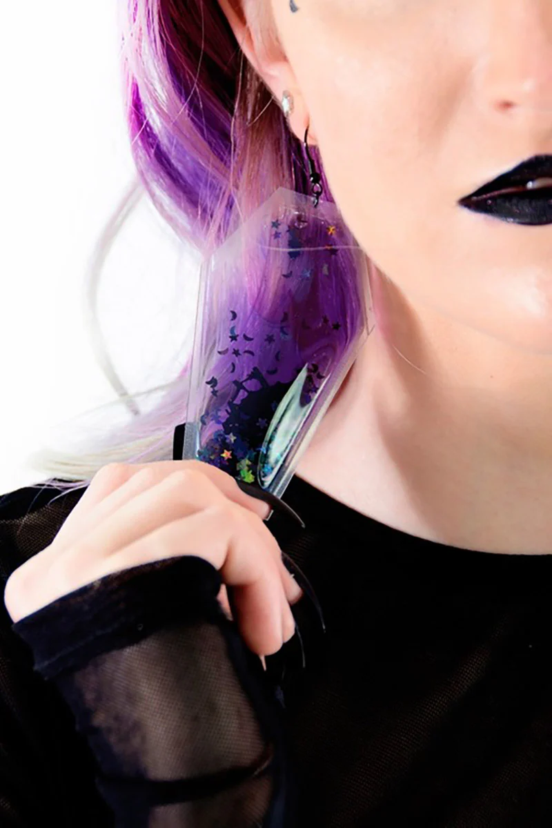 Liquid Glitter Coffin Earrings - Spell On You - Image 3