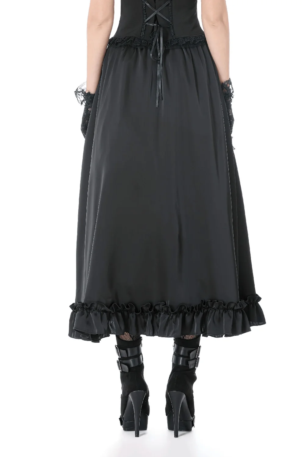 Long Lace Court Mourning Skirt [Black] - Image 4