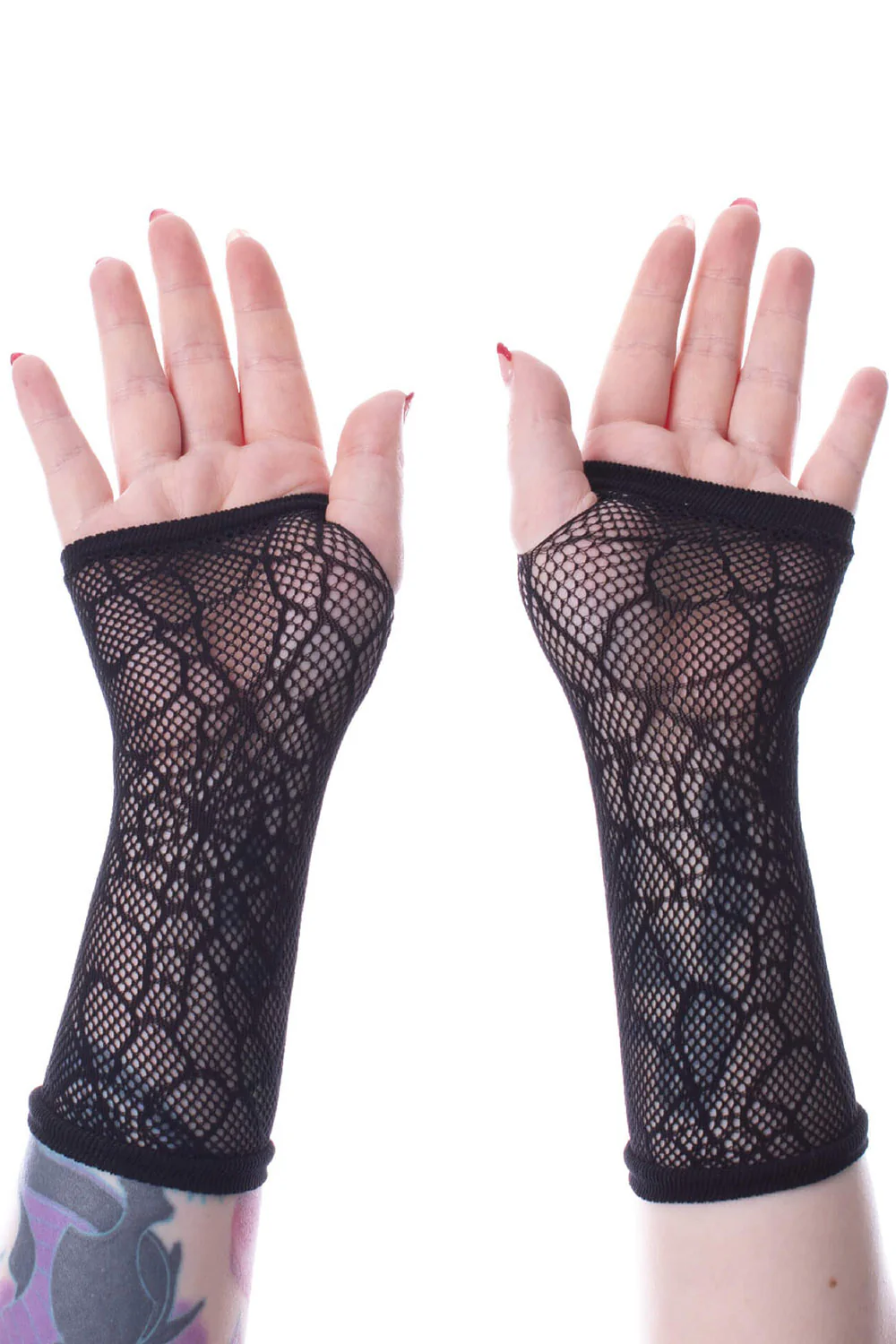 Long Web Mesh Gloves [BLACK] - Image 2