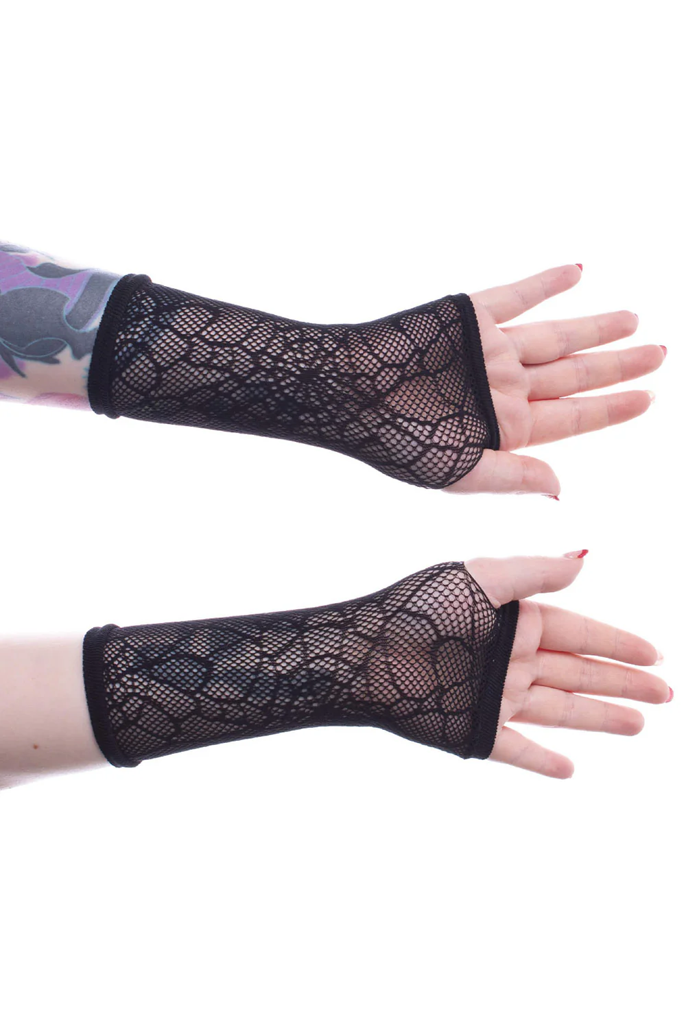 Long Web Mesh Gloves [BLACK] - Image 4