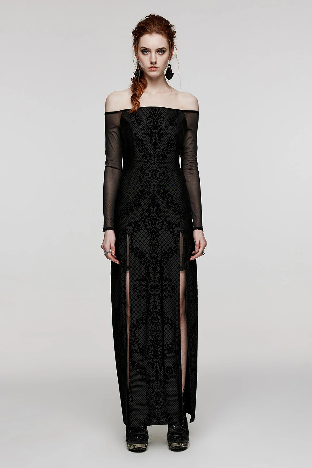 Melancholia Off Shoulder Split Maxi Dress - Image 3