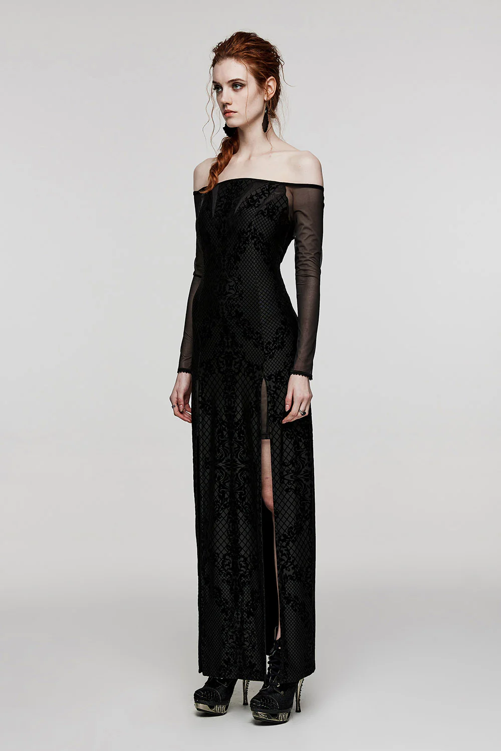 Melancholia Off Shoulder Split Maxi Dress - Image 4
