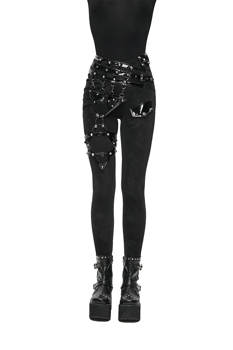 Midnight Hex Garter Belt Punk Pants