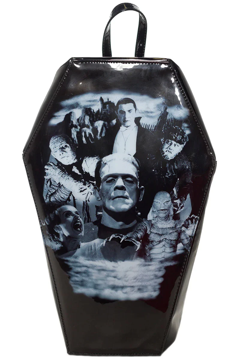 Monster Mash Collage Coffin Backpack - Image 2