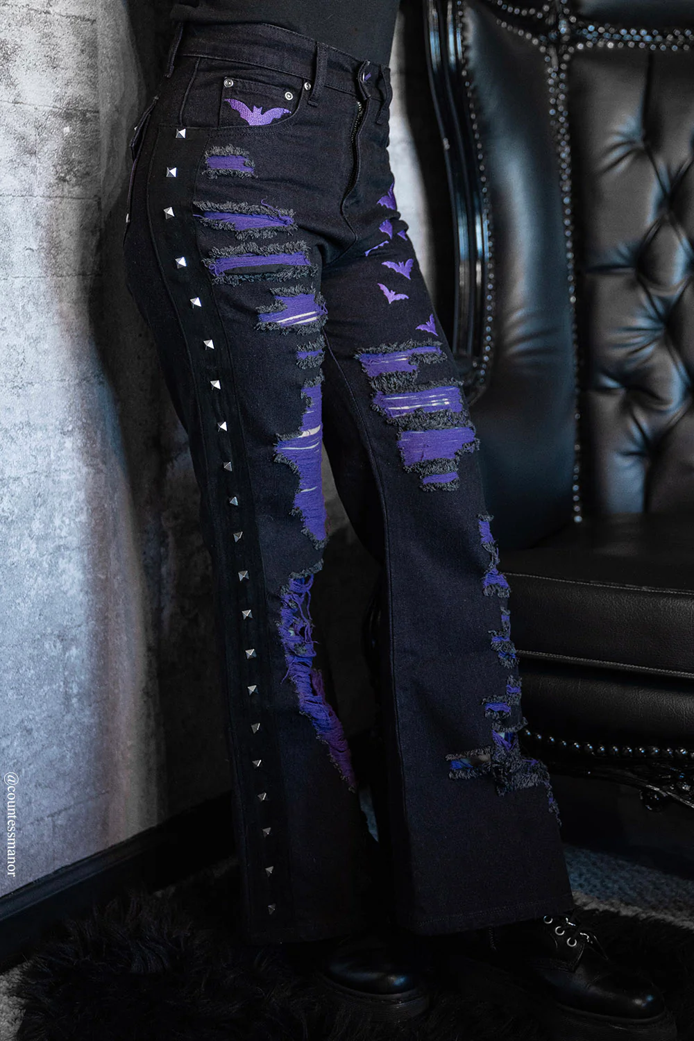 Moonbat Embroidered Shredded Pants - Image 3