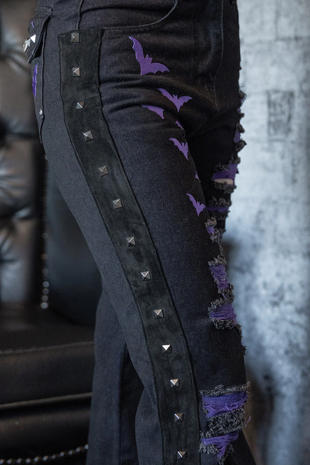 Moonbat Embroidered Shredded Pants - Image 7