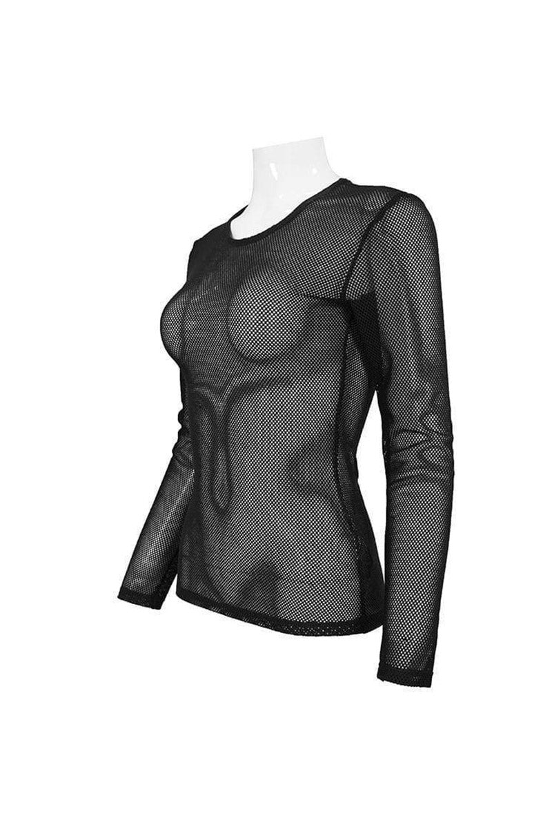 Morbid Black Fishnet Long Sleeve Top [Unisex] - Image 4
