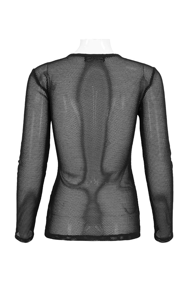 Morbid Black Fishnet Long Sleeve Top [Unisex] - Image 6