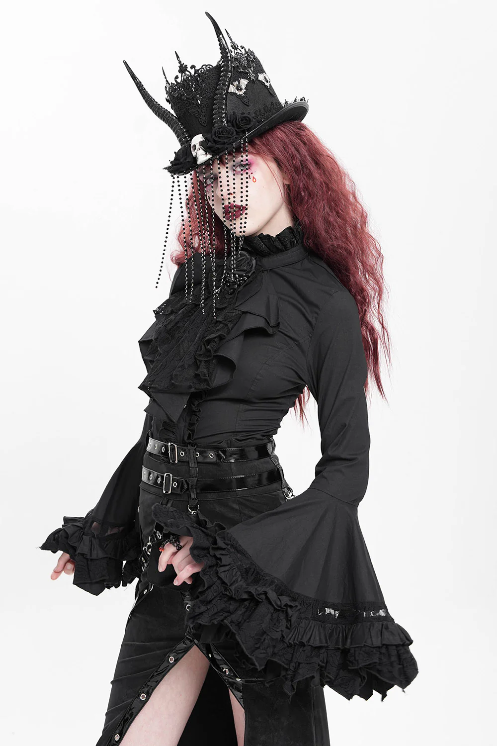 Nightshade Rose Ruffle Top [Black] - Image 3
