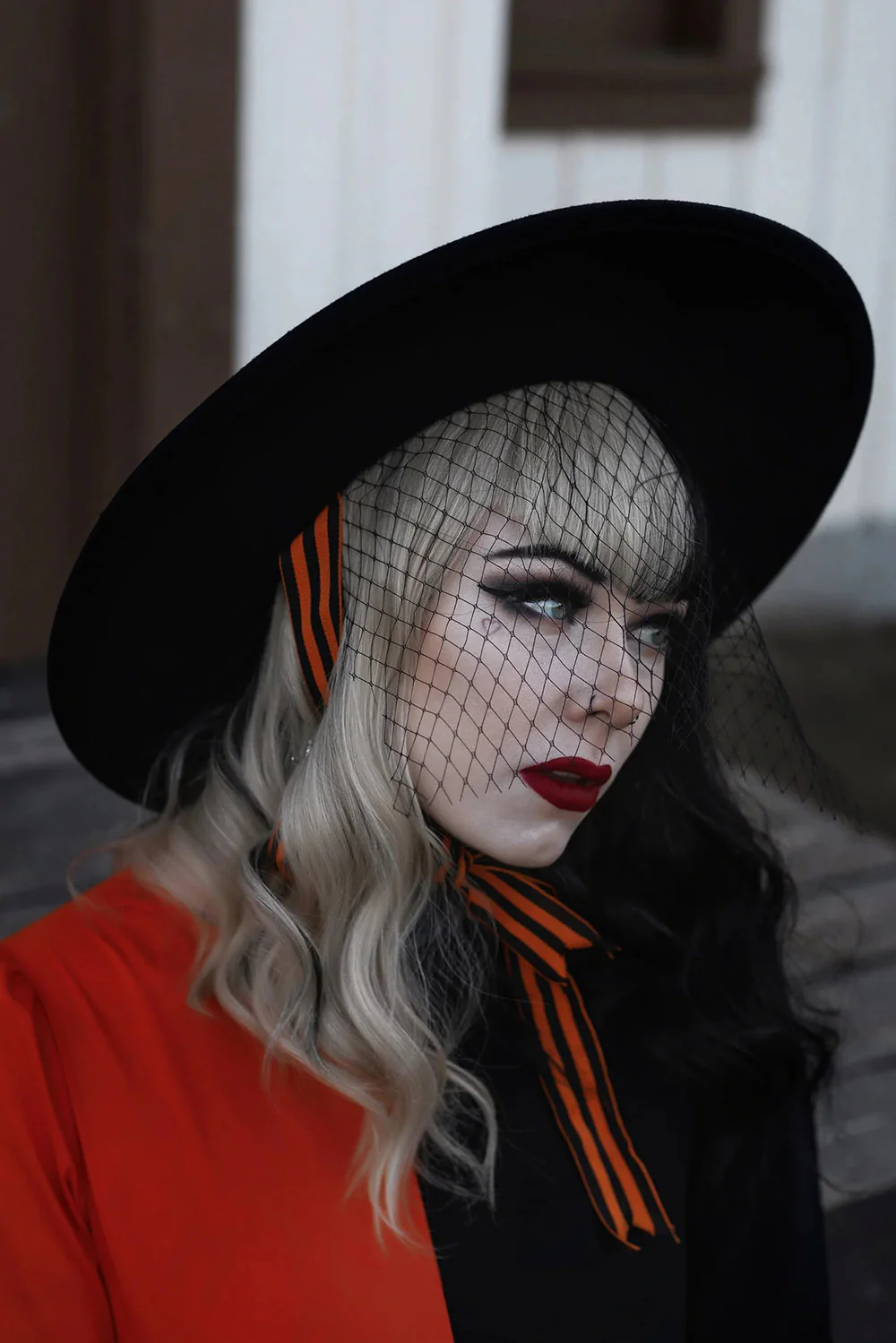 Orange Nightmare Veiled Hat - Image 3