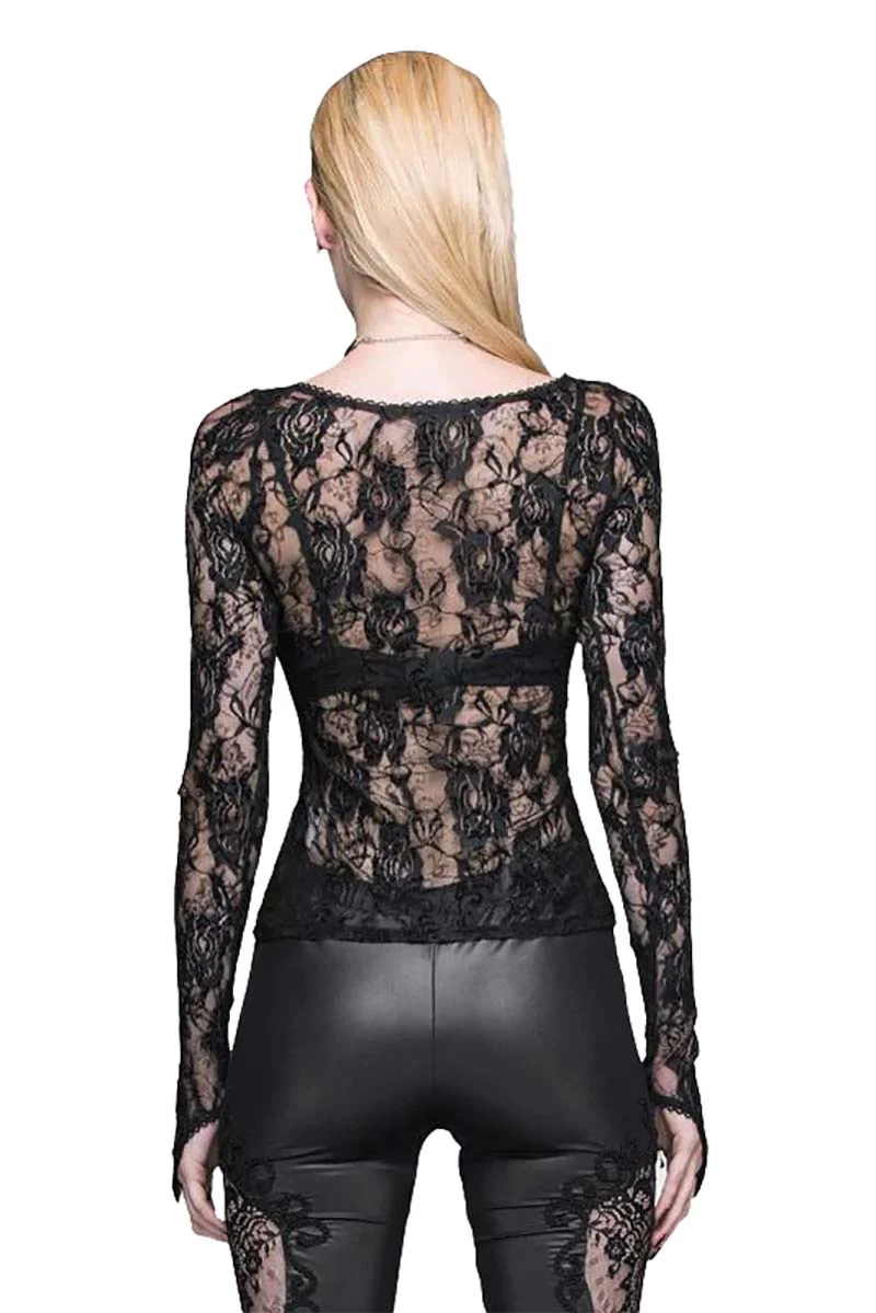 Painting the Roses Black Mesh Top - Image 3