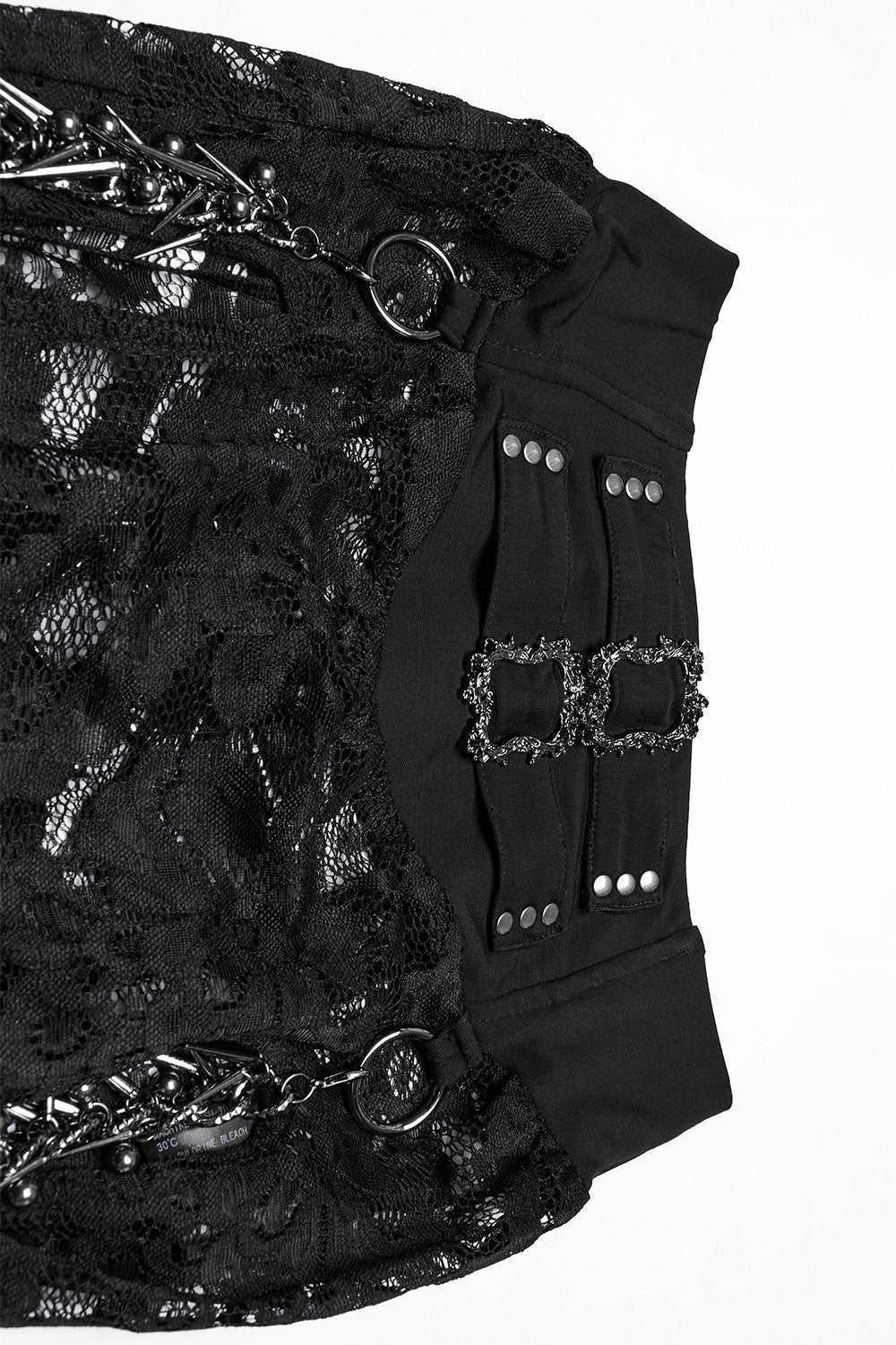 Perish Lace Leg Slit Skirt with Spiked Chains - Image 10