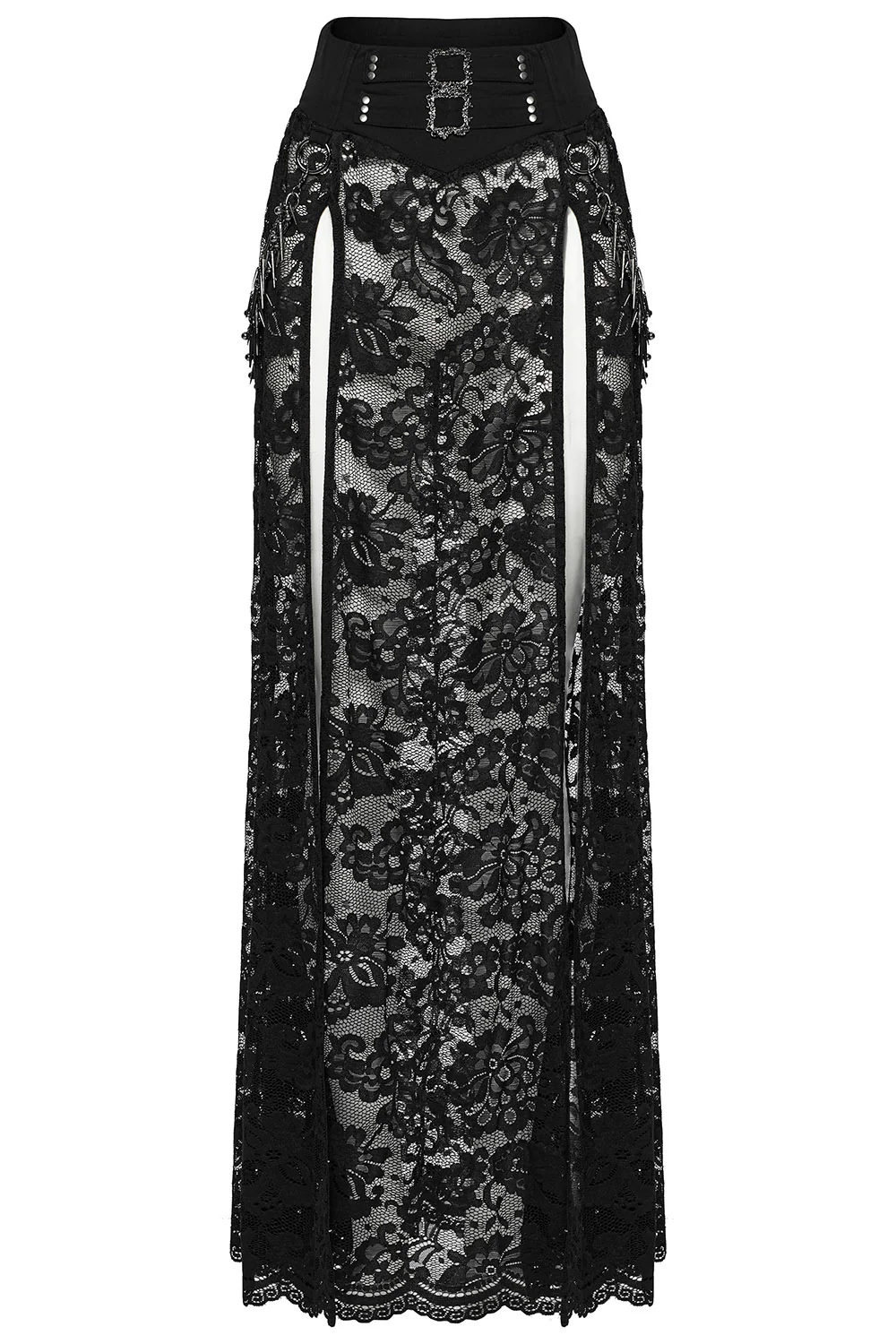 Perish Lace Leg Slit Skirt with Spiked Chains - Image 8