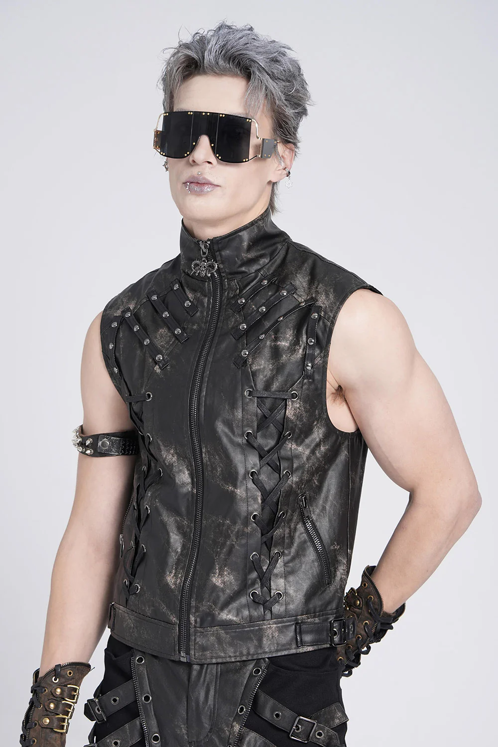 Phantom Rider Rugged Vegan Leather Vest - Image 2