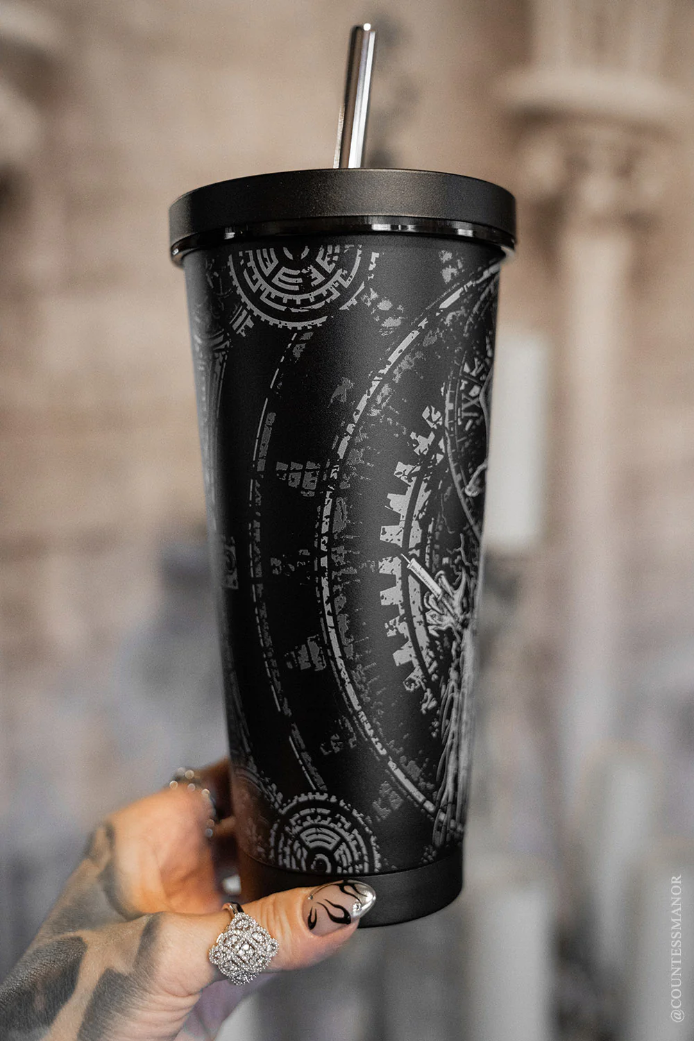 Plague Doctor Cold Brew Tumbler with Straw - Image 3