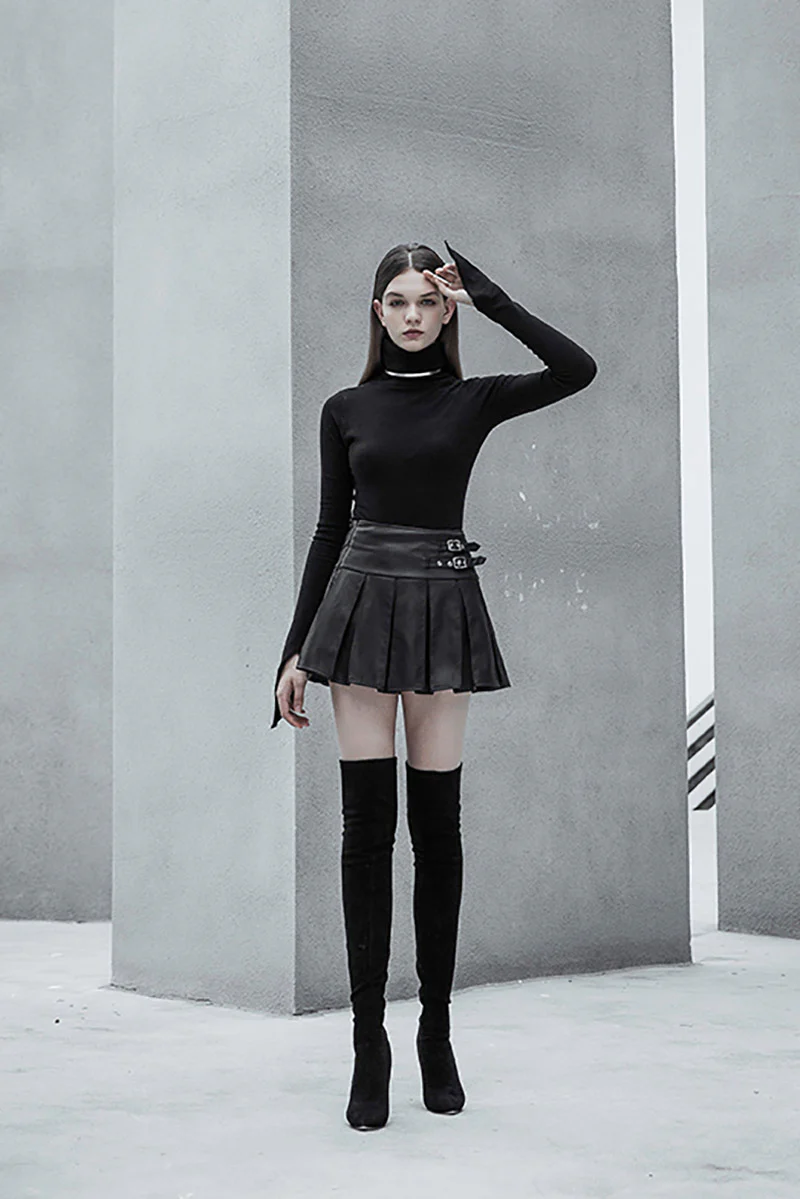 Pleather Pleated Skirt - Image 2