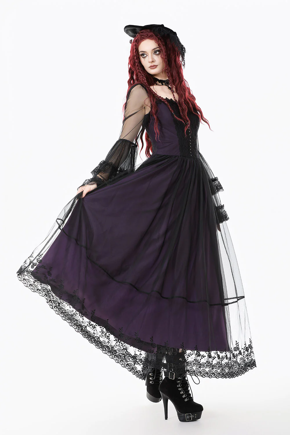 Plum Wine Long Lace Dress - Image 5